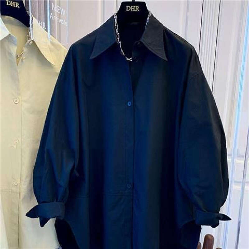 2025 Spring New Korean Fashion Casual Coat with Trendy Versatile Style, Simple and Sharp Collar Shirt, Loose Top for Women