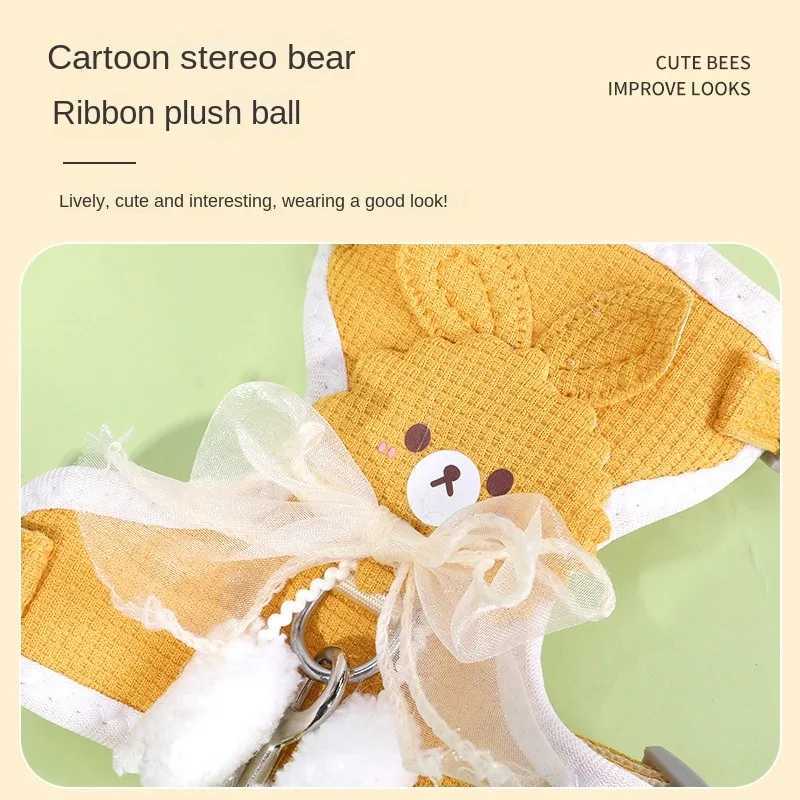 Strap up bow dog with cat towing rope anti breakage special adjustable vest cat chain walking rope hanging ball box backT250318
