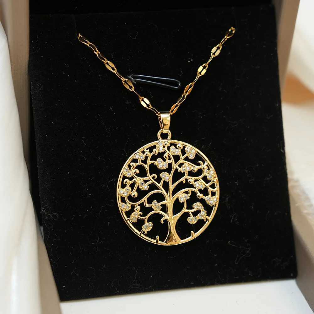 LATS stainless steel lamp luxury lifestyle tree full zirconia necklace suitable for womens exquisite Kravik chain fashion jewelry gifts W250318