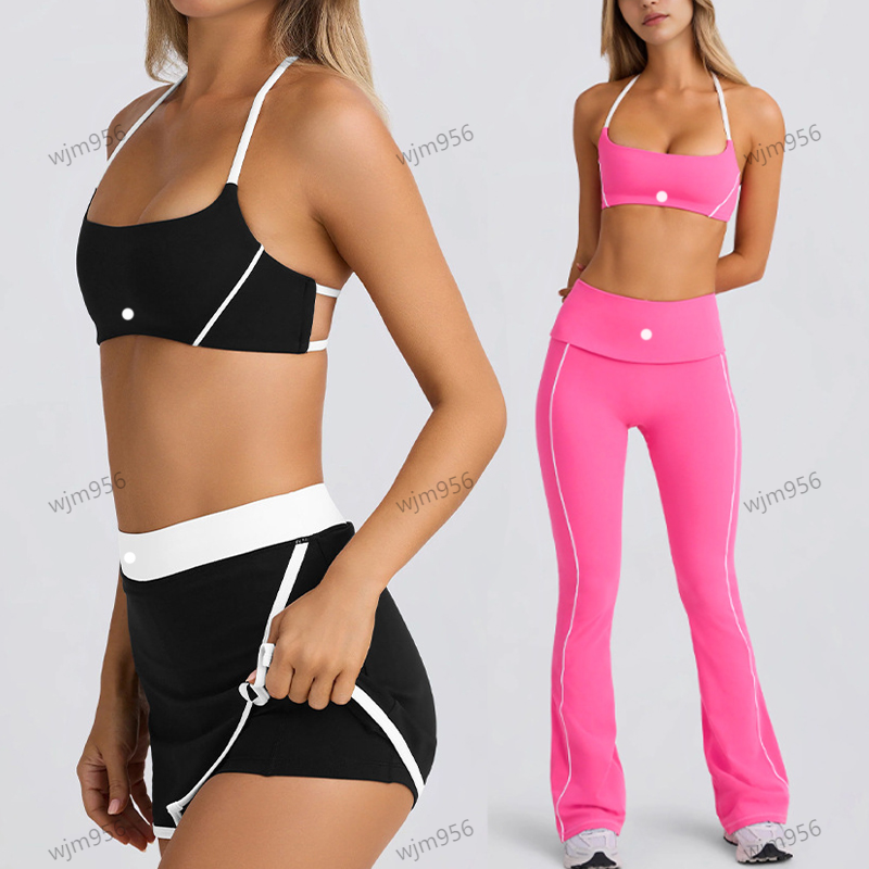 Yoga set sports bra fitness running shorts womens vest short skirt shock resistant athletic wear Quick Drying workout clothes gym set tennis skirt flare leggings