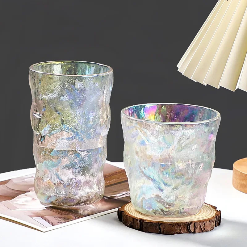 300ml/380ml Modern Colorful Glass Cup Juice Tea Cold Drink Cups Cocktail Glass Drinking Glasses Glacier Wine Glass Holiday Gifts 250317