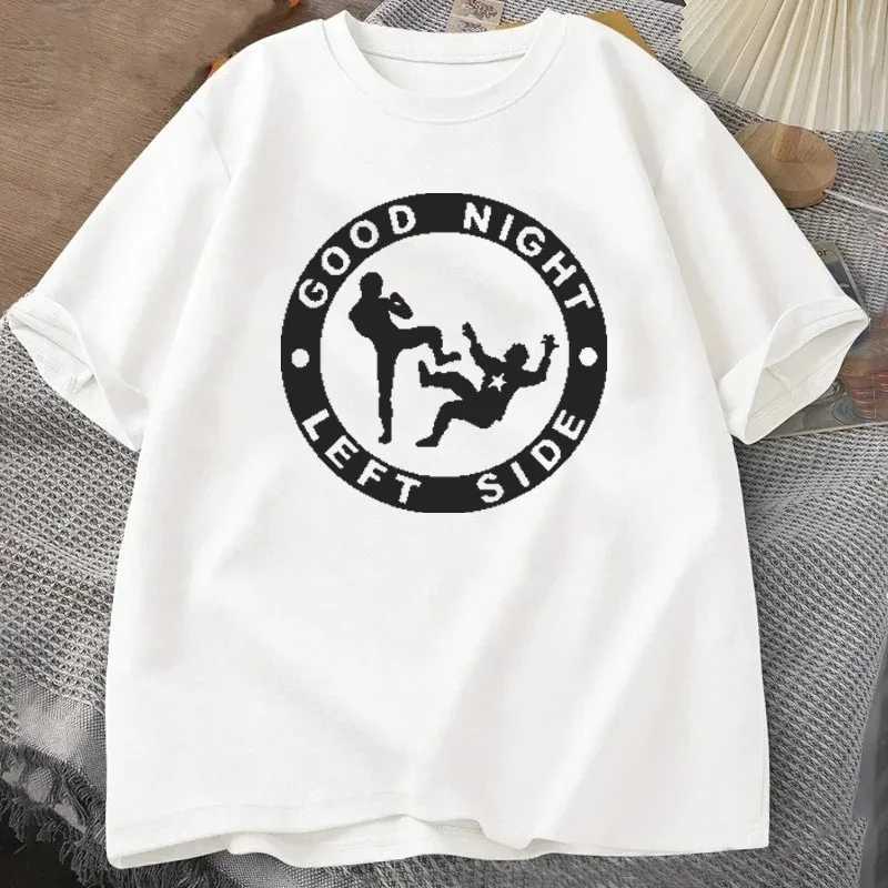 Good Night Left Side T-shirt Novelty Funny Graphic Tees Womens Fashion Mens Casual Top Crew Neck Short Sleeve Fashion Street WearXJ250318