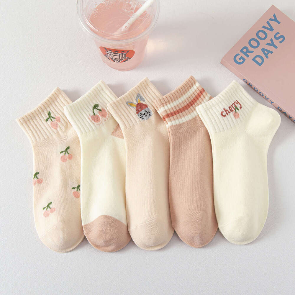 Sock Designer Socks Socks Designer 5 Pairs of Short Shallow Mouth Korean Cute Top for Women Low Waist Cotton Socks Instagram Trendy Sports Socks