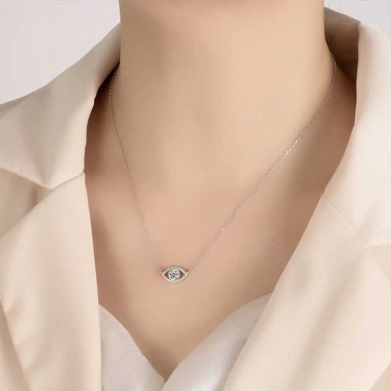 PERFANY 0.5CT Moissanite Necklace for Women S925 Pure Silver eye Pendant Laboratory Diamond Certified High-end Fashion Jewelry W250318