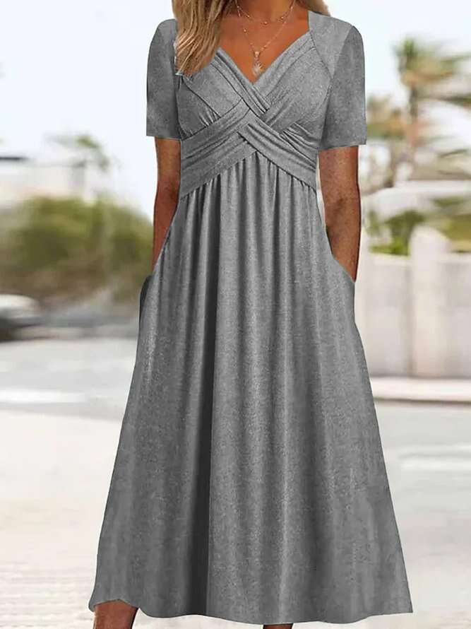 hot summer short sleeved European and American women's personalized dress 2025 new casual versatile fashion clothing