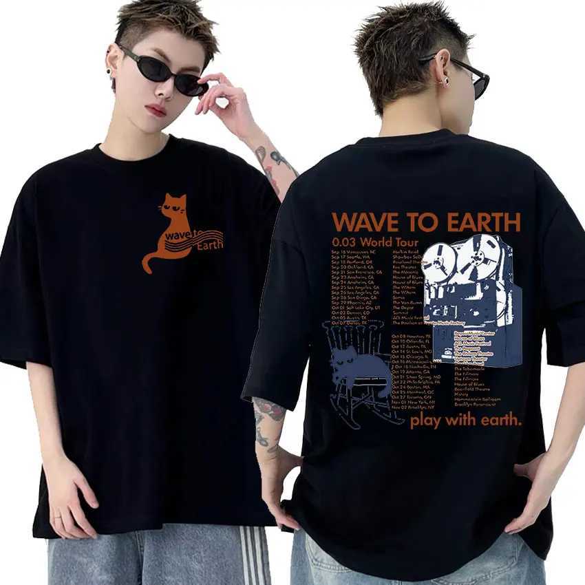 Wave To Earth Cat 0.03 World Tour T Shirt Men Women Retro Harajuku Fashion T-shirts 100% Cotton Oversized T-shirt Y2k StreetwearXJ250318