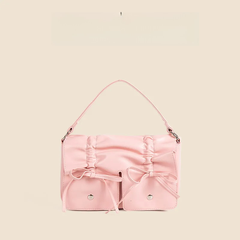 2025 Summer New Butterfly Bow Slant Cute Sweet Fashion Designer Niche Mini Handbag High End Pleated Storage Bag Trendy Crossbody Bag Handbag