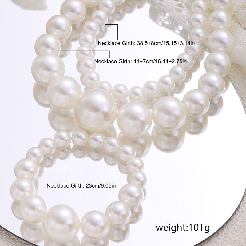 Large Pearl Necklace Bracelet Set Women's Exaggerated Beaded Artificial Pearl Collar Hand Accessories