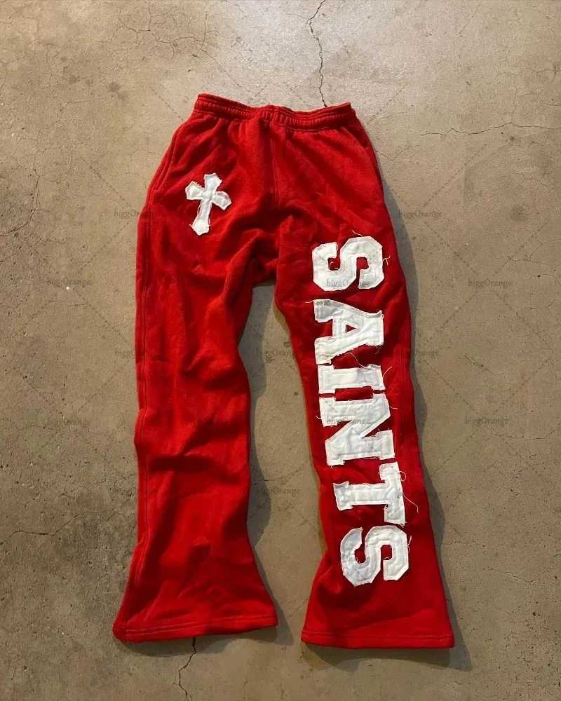 High Street Harajuku Retro Straight Trouser Letter Embroidered Knitted Pants Couple Fashion Casual Oversized Wide Leg Pants W250318