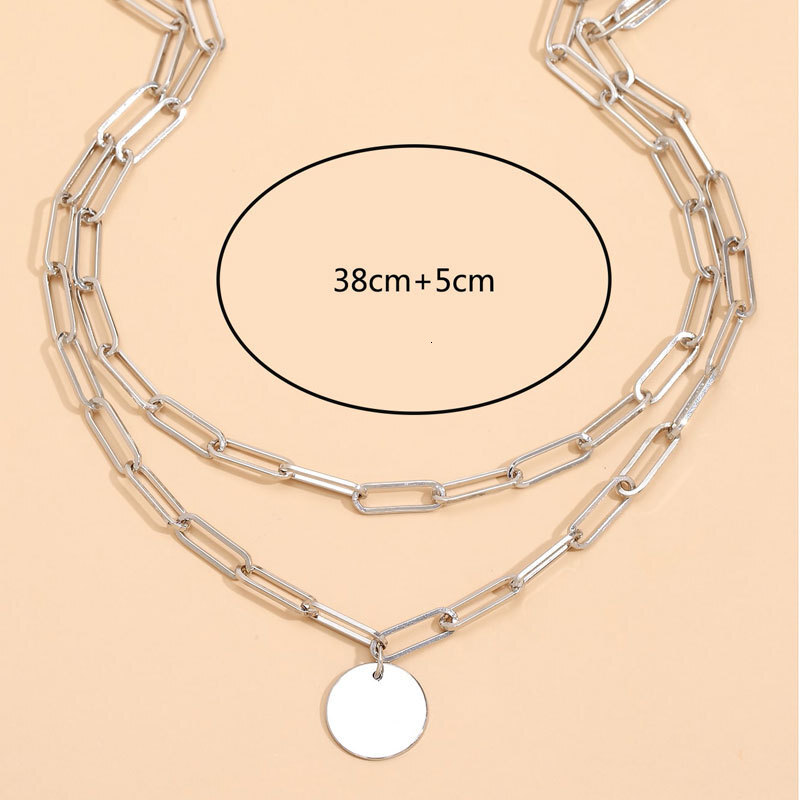 Double Layer Circular Pendant Necklace Female Instagram Network Red Multi-layer Collarbone Chain Choker Jewelry