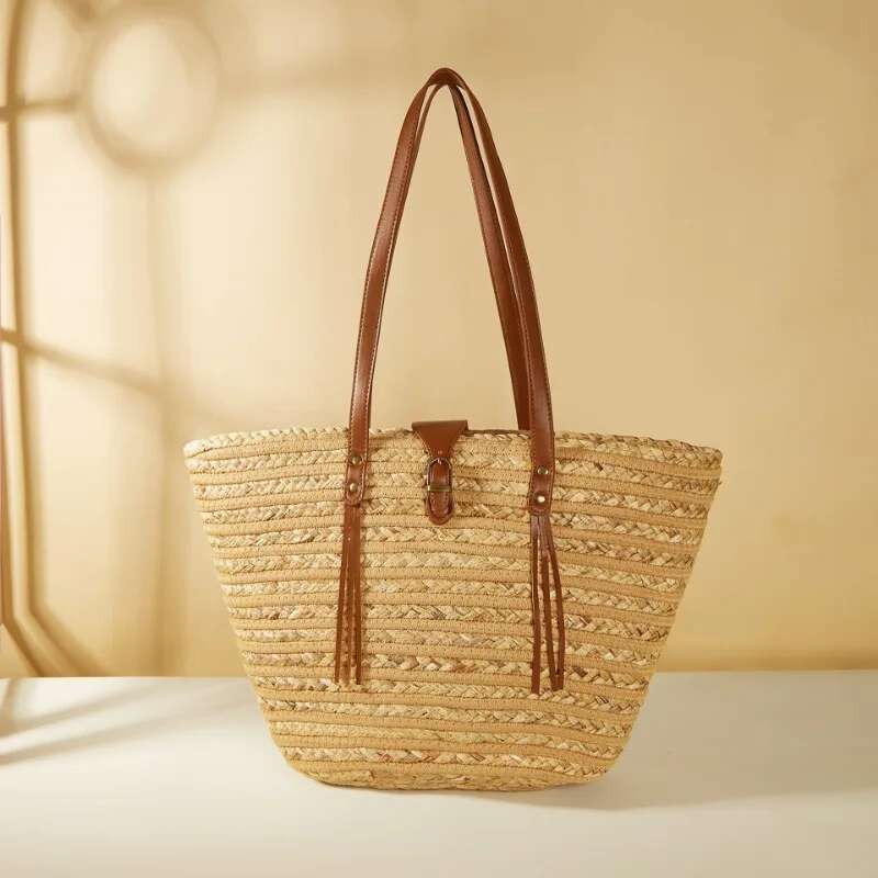 Women's Large Capacity Seaside Travel Holiday Straw Summer Woven Basket Shoulder Bag Designer Bali Shopper Tote