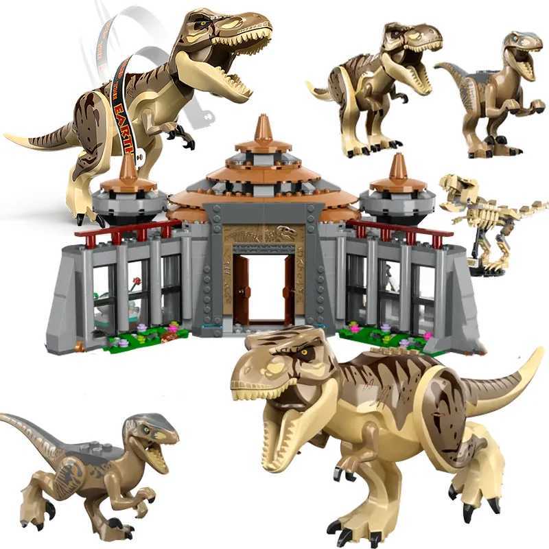 Jurassic Series Architecture Block Visitor Center T.rex Raptor Attack Childrens Holiday Gift Assembly Dinosaur ToysXJ250318