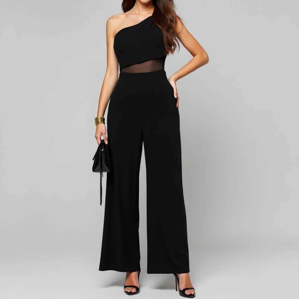 Mia Muse Womens Four Seasons Fashion Mature Vibe Splicing Work Strapless Natural Waist Wide Leg jumpsuit X250318