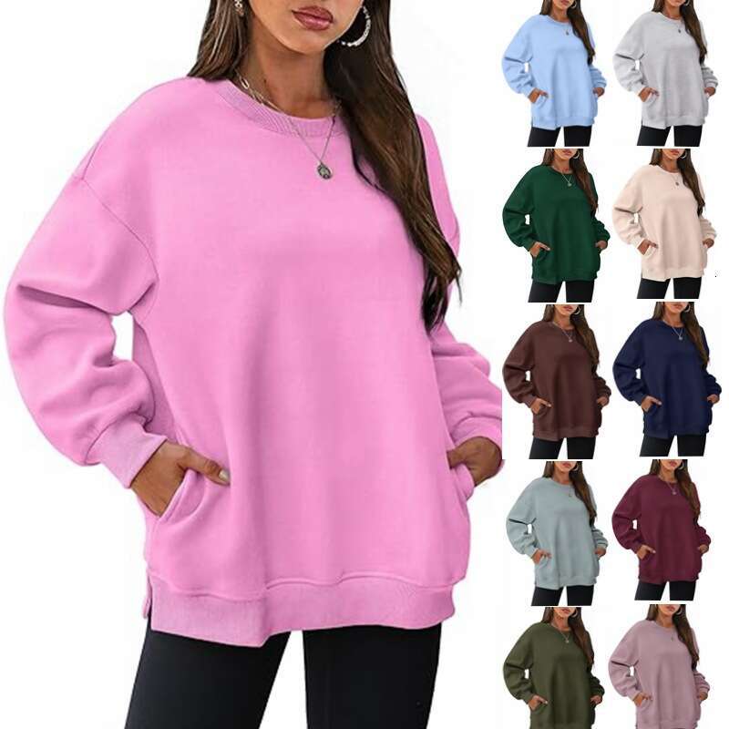popular European and American women's round neck pullover oversized loose veet long sleeved sweatshirt 2025 versatile new trend clothing ins