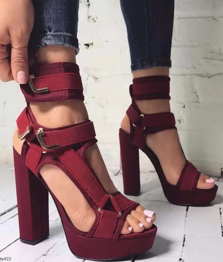 Sexy Women Platform Multi-Snakeskin Chunky Heel Sandals Buckle Strap Clasp Top Fuia Python Mixed Color Patchwork Party Sandal