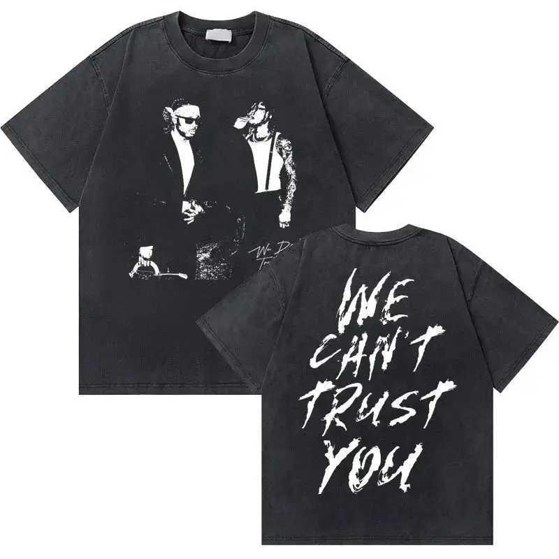 Future Metro Boomin we dont believe in your graphic T-shirt mens hip-hop retro washed out casual O-neck oversized T-shirtT250318