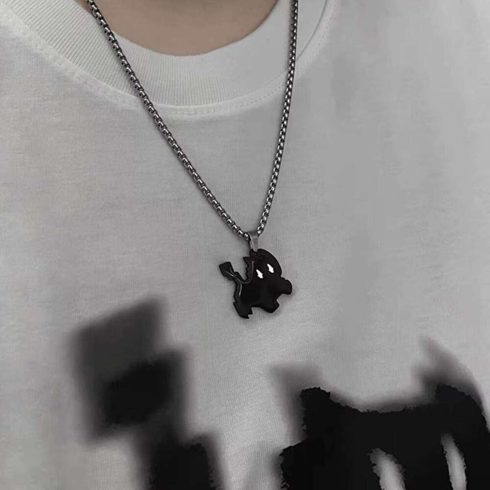 RongMa Lighing Black Cat Popular Trendy Necklace for Men, Cool Style, Women, Titanium Steel Couple, High end Charm Pendant