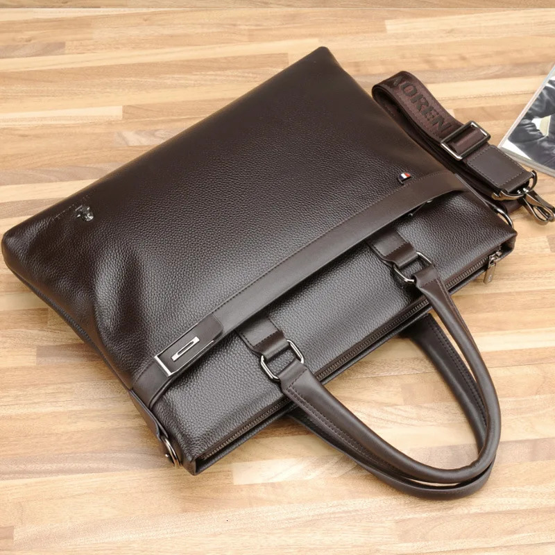 mens handbag business briefcase shoulder cross body bag soft leather computer bag fashionable casual mens bag 250317