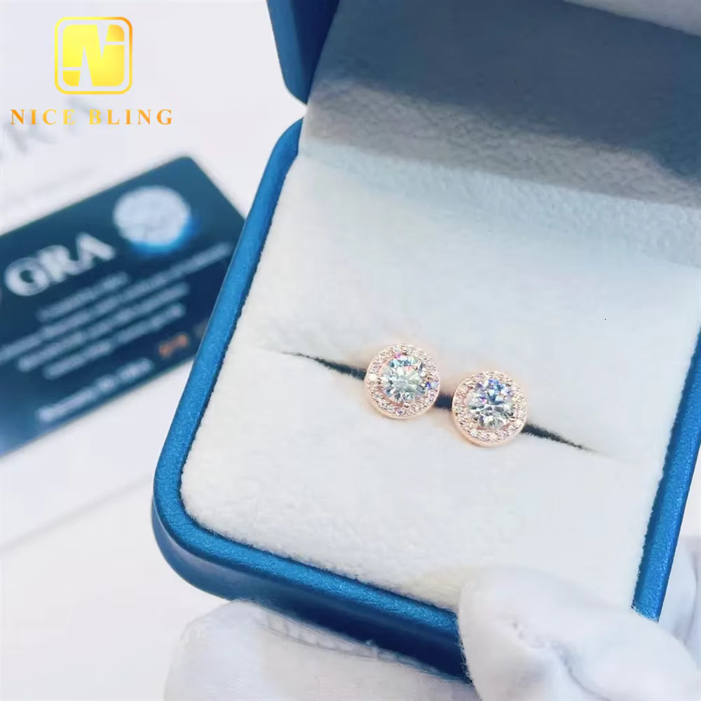 Luxury Ear Studs Moissanite Jewelry VVS Diamond Round 8mm 9mm 11mm Sterling Silver 925 Stud Earring for Women