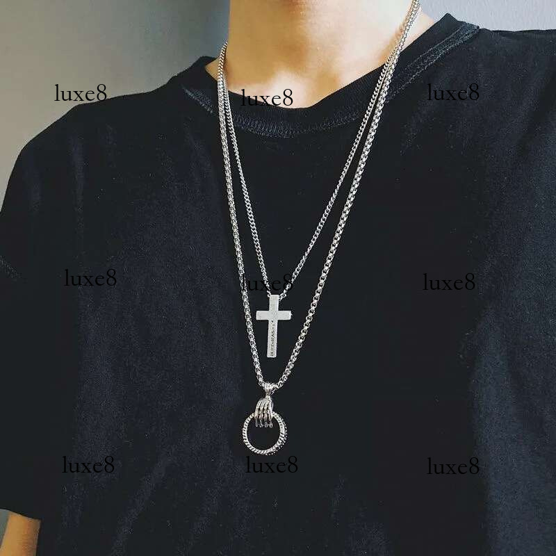 2022 Fashion Unisex Multilayer Hip Hop Long Chain For Women Men Jewelry Gifts Key Cross Pendant Necklace Accessories