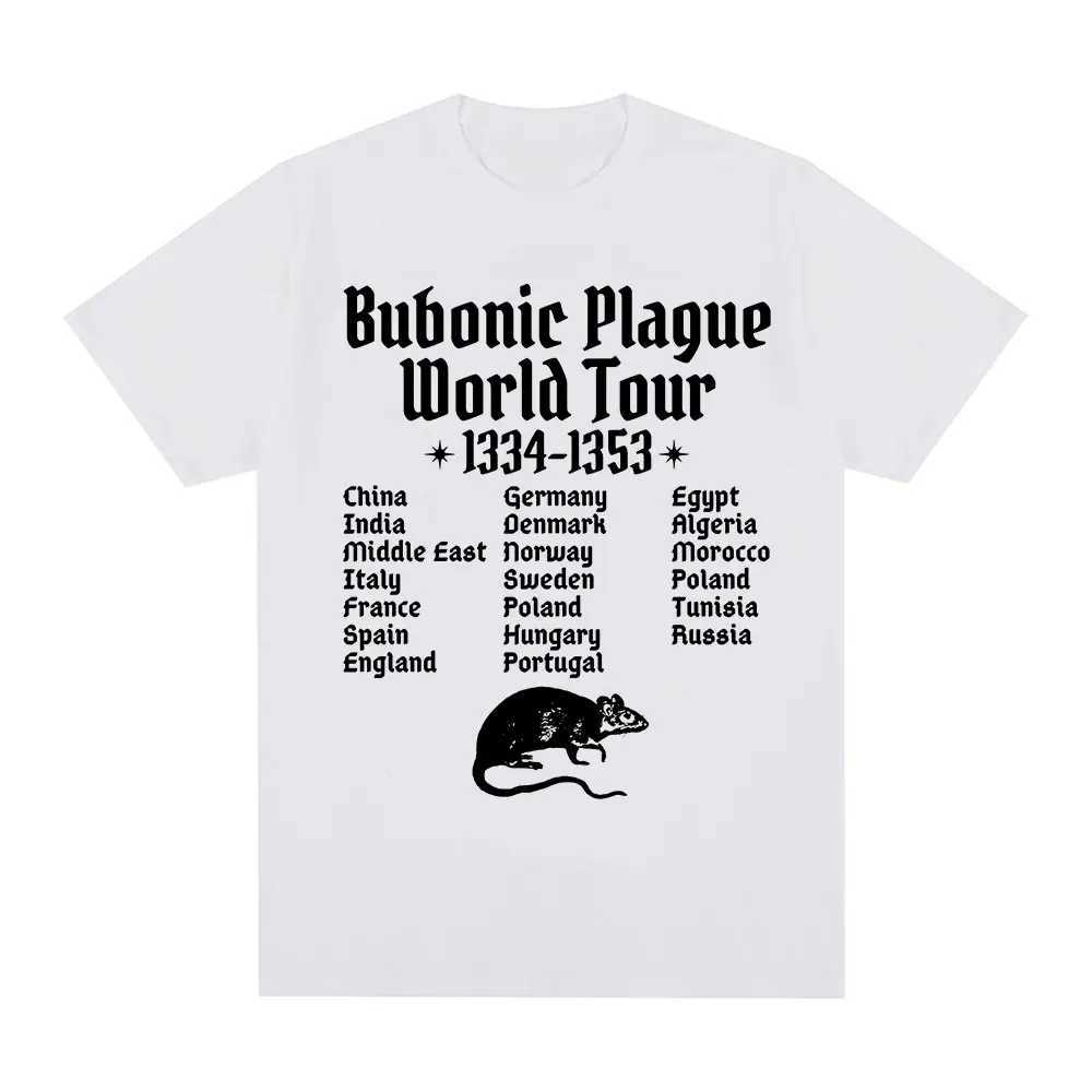 Bubonic Plague World Tour T-shirt Men Women Funny Rat Meme Gothic T Shirt Vintage Casual Oversized T Shirts StreetwearXJ250318