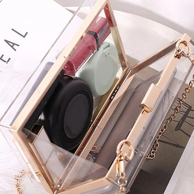 Womens Transparent Acrylic Banquet Bag Square Large Capacity Womens Wallet Sparkling Wedding Party Crossbody Bag 250318