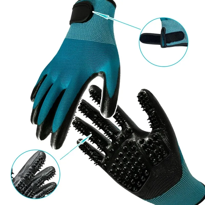 Hair Grooming Glove For Pet Dog Cat Bathing Silicone Massage Brush Dipping Gumming Rubber Gloves Dog Deshedding Comb