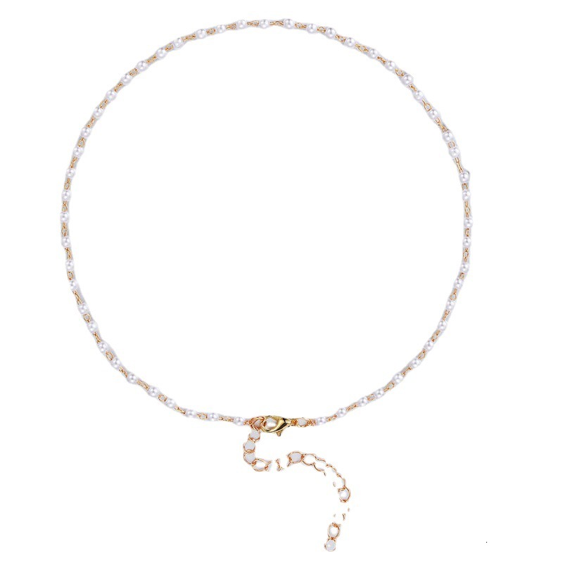 4mm Imitation Pearl Chain Necklace Women Simple Cold Wind Choker Collarbone Chain Jewelry