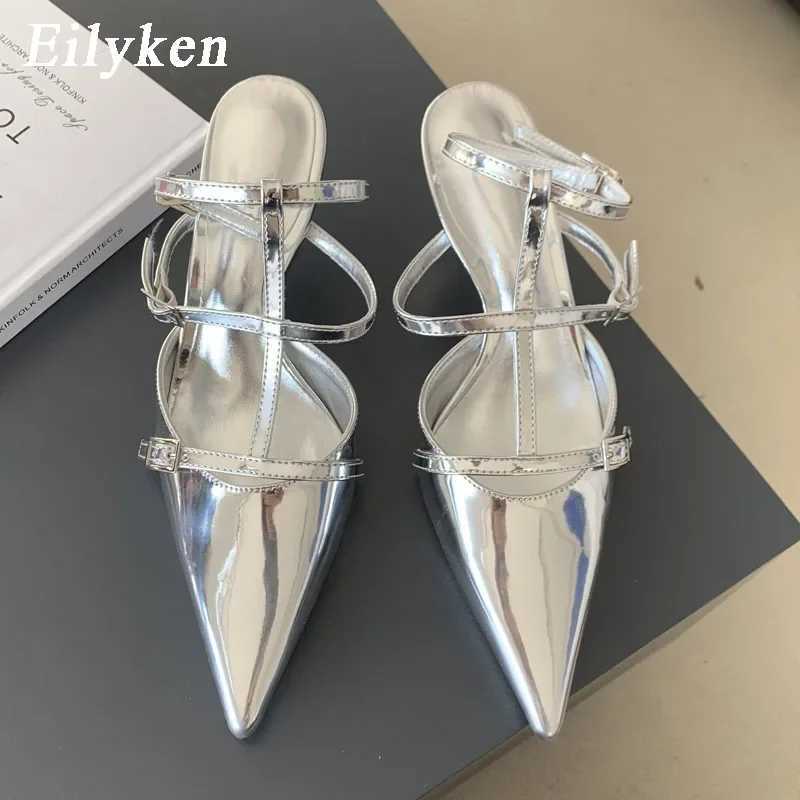 Eilyken New Fi Pointed Toe Wen Pump Patent Leather Low H Shoes Designer Buckle Fem Sandals Y250317
