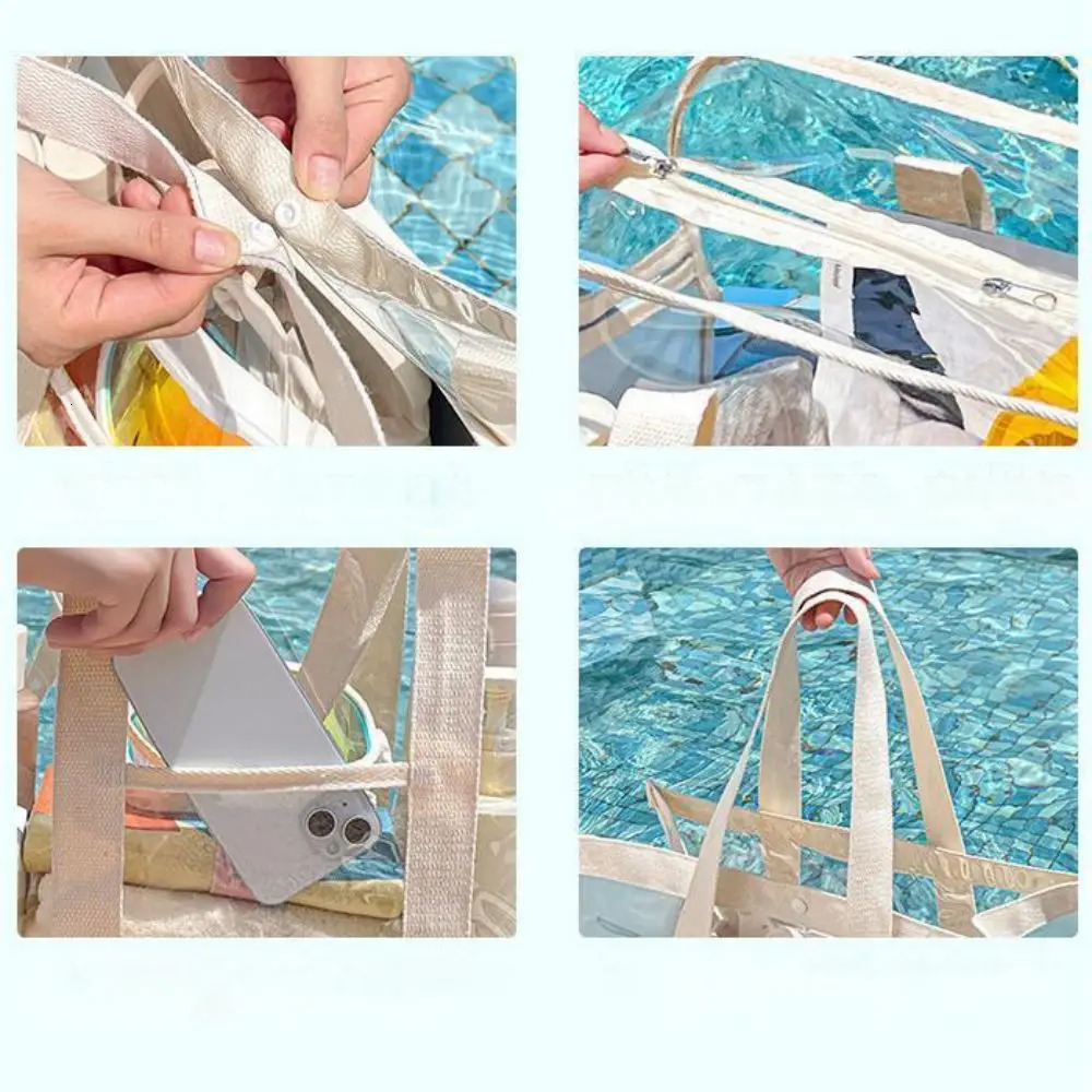 Makeup Bag Large Capacity Portable Transparent Swimming Waterproof PVC Storage for Clothes Travel Essentials Beach Organizer Bag 250314
