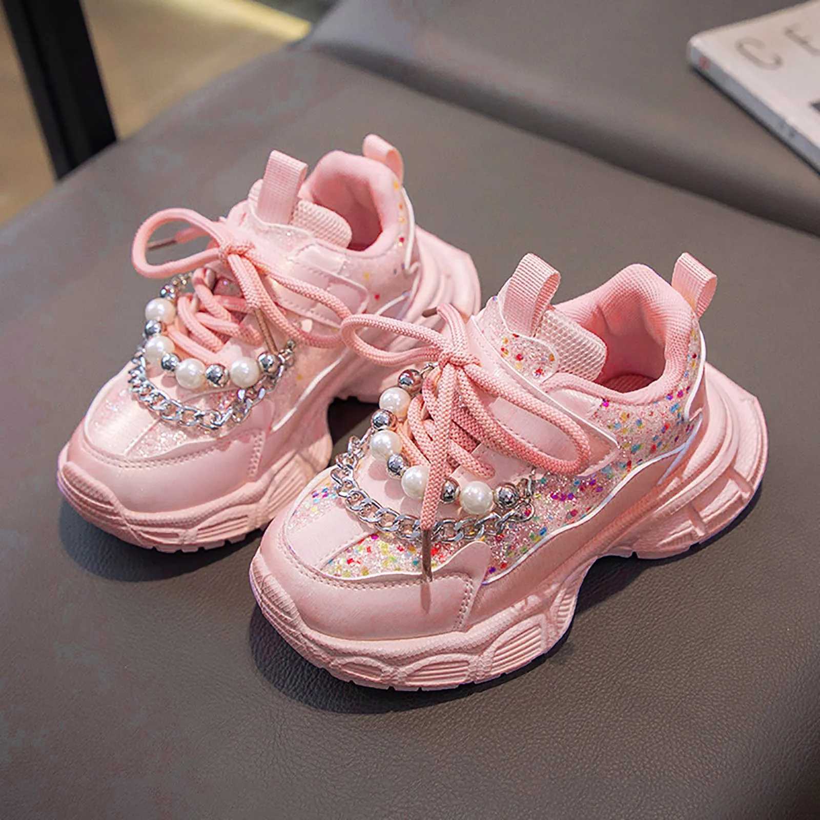 Black and white tennis girls shoes fashionable mesh lace anti slip and breathable childrens casual running shoes Zapatos Ni AXJ250318