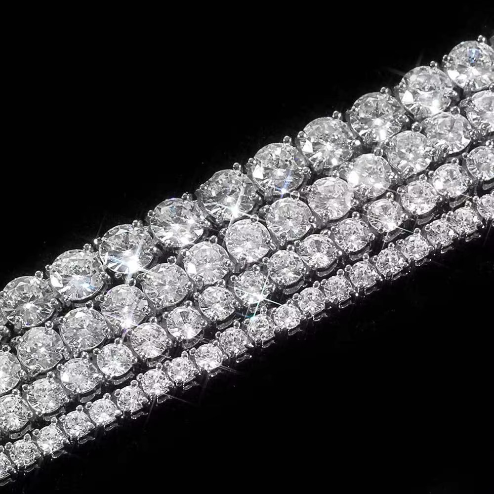 925 Sterling Silver Moissanite Tennis Chain 2mm-6.5mm D Color VVS Moissanite Bracelet Necklace
