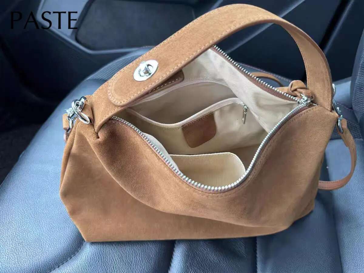 Simple Autumn Winter Colletion Grey Brown Roomy Big Boston Tote Soft Matte Suede Cow Leather Women's Handbag Shoulder Bag