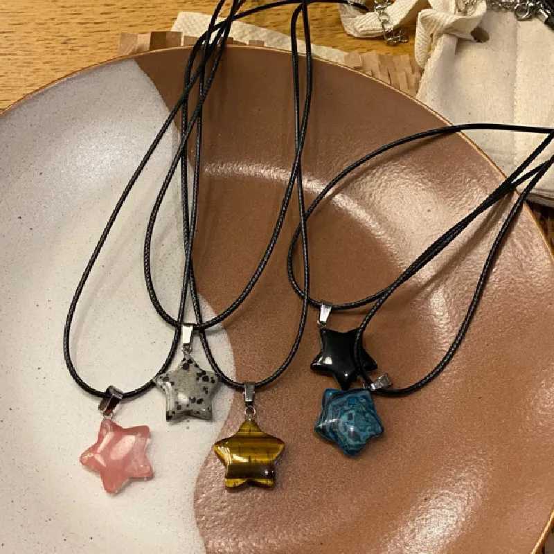 Pentagram Star Crystal Pendant Necklace Sacred Treatment Gemstone Natural Stone Pendant Womens Necklace Crystal Treatment W250318