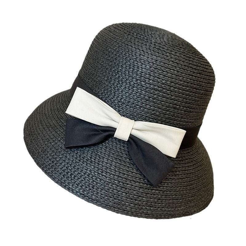 French bow straw women's summer beach vacation sun fashionable lampshade top hat