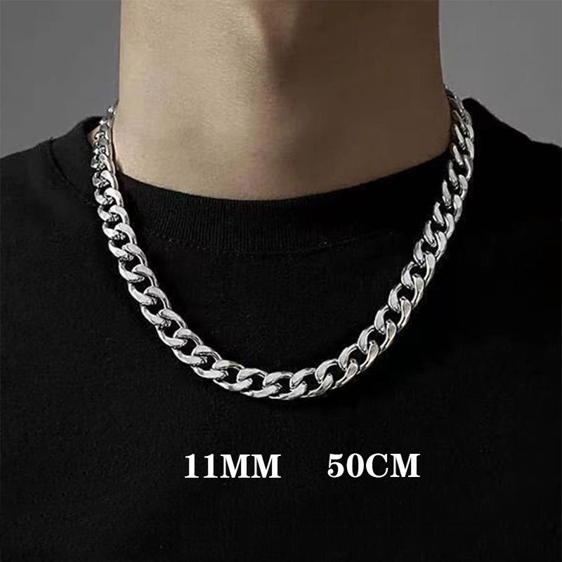316 Stainless Steel Necklace Hip Hop Men And Women Simple 1:1NK Titanium Steel Flat Chain Jewelry
