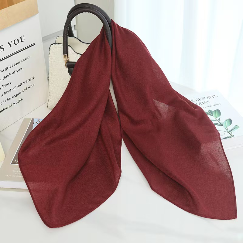 K160 New solid color cotton and linen scarf women's silk scarf square scarf high-end literary and versatile thin long silk scarf shawl