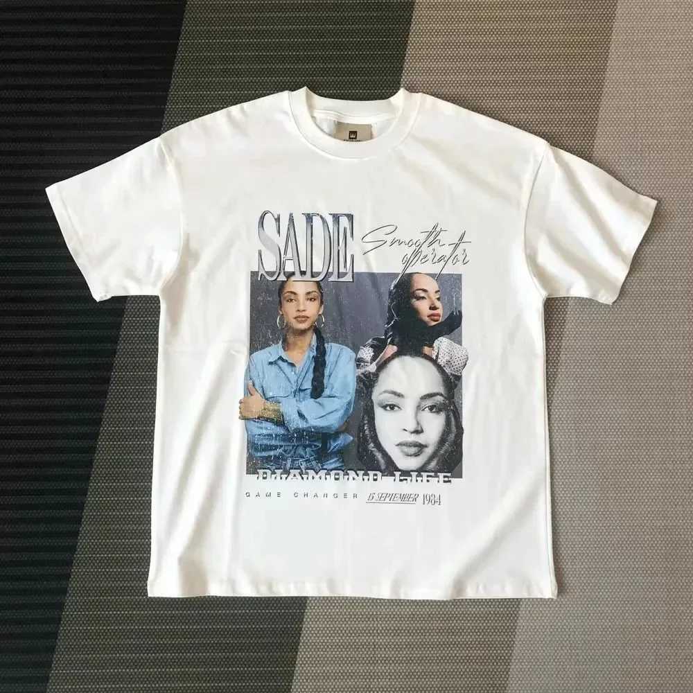 Retro Sade Adu printed graphic 100% pure cotton T-shirt for women Y2K summer short sleeved retro oversized T-shirt for womens topXJ250318