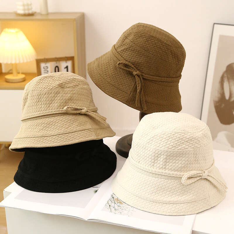 Autumn and winter Japanese style simple casual bow decoration flat top fisherman basin fashion cloth hat