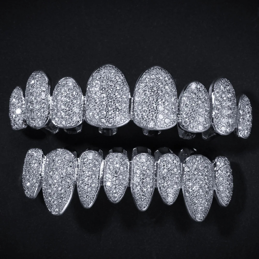CZ Bling Teeth Top Bootom Dental Mouth Punk Teeth Caps Cosplay Party Tooth Rapper Hip Hop Jewelry TG018 250318