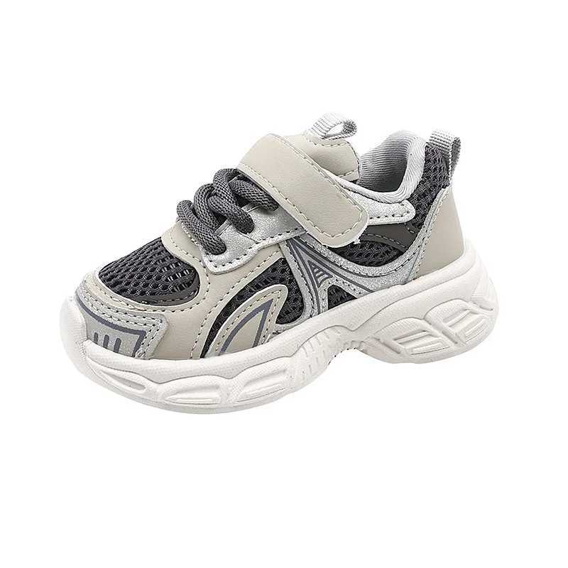 Boys soft and breathable mesh childrens sports shoes for spring and summer 2025 childrens casual sports shoes for boys in khaki and grayXJ250318