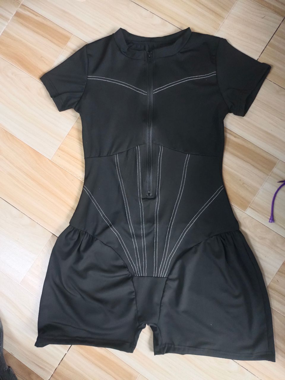 Summer New Women's Round Neck Solid Color Sleeved Zipper Short One-Piece Skirt For Women