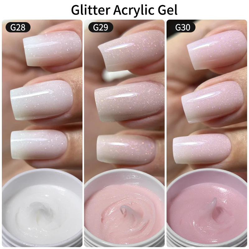 MSHARE 50g/250g Shimmer Pink White Acrylic Gel Glitter Shiny Extension Acryl Hard Gel Nails Sculpting Construction Professional 250314