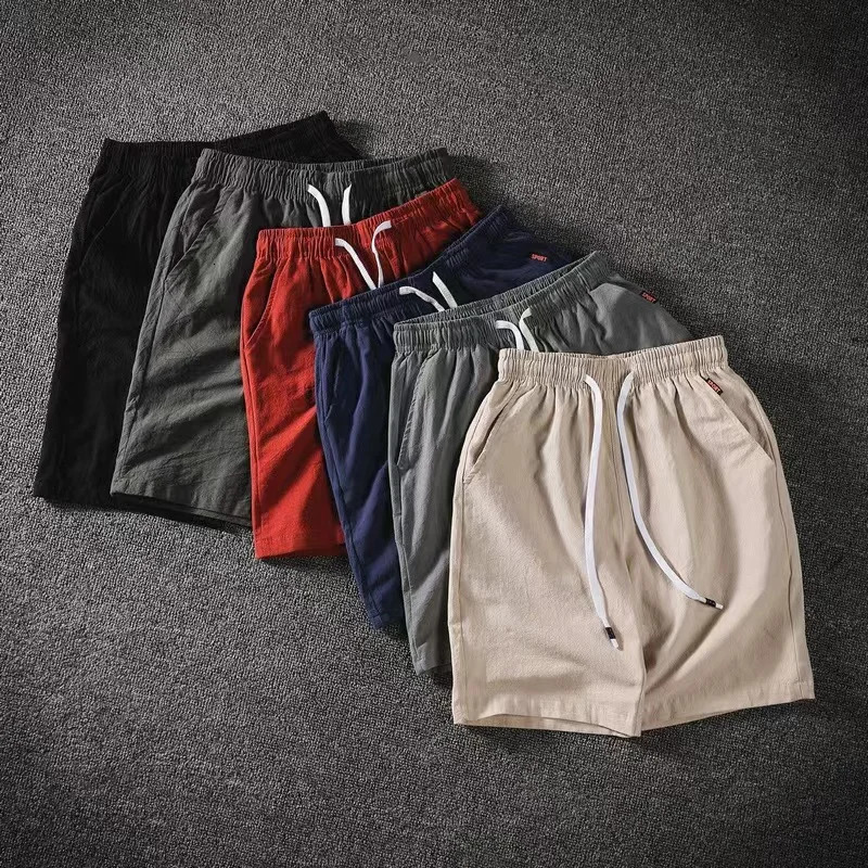 Summer Linen Shorts Women Plus Size Cotton Linen Short Pants Elastic Waist Knee Length Shorts With Pockets M-5XL 250318