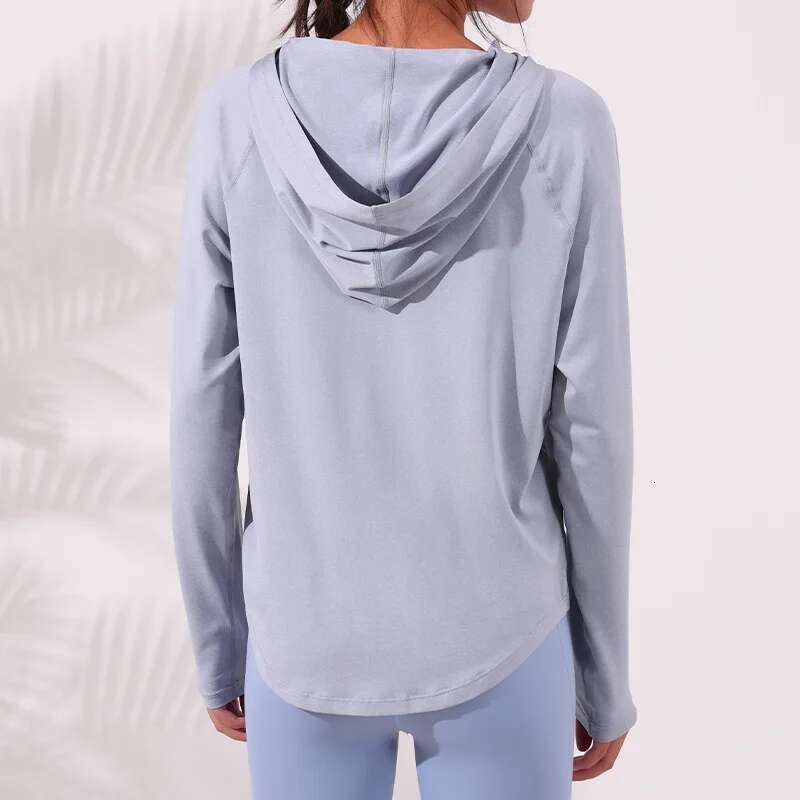 Women Thin Loose Sport Hoodies Zipper Running Jackets Long Sleeve Yoga Tops Sweatsuit Gym Workout Fiess Hooded Top Coat Female