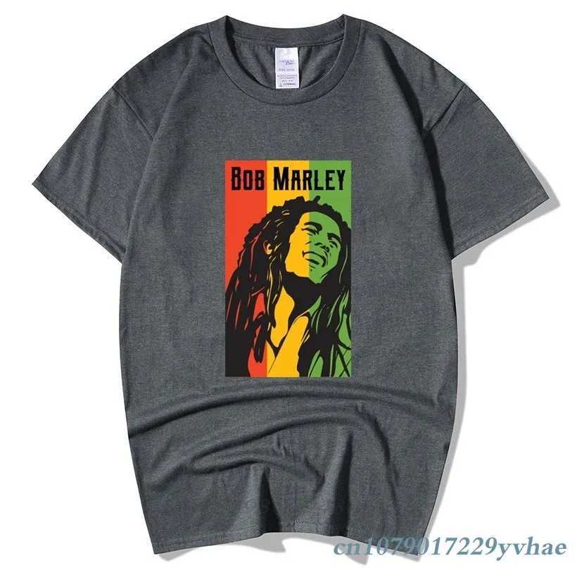 Bob Marley Rock Hip Hop Mens Summer Plus Street Clothing Casual Short Sleeve Round Neck Cotton Reggae Star T-shirtXJ250318