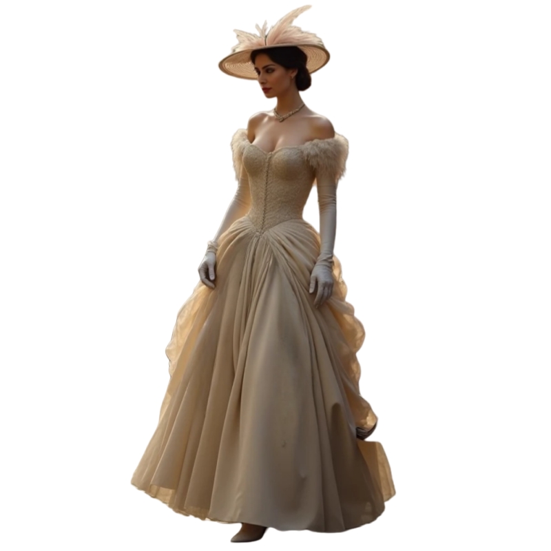Vintage Ruched Victorian Prom Dresses With Feather Off Shoulder Ball Gown Elegant Long Princess Evening Gown Lace Corset Special Occasion Dress