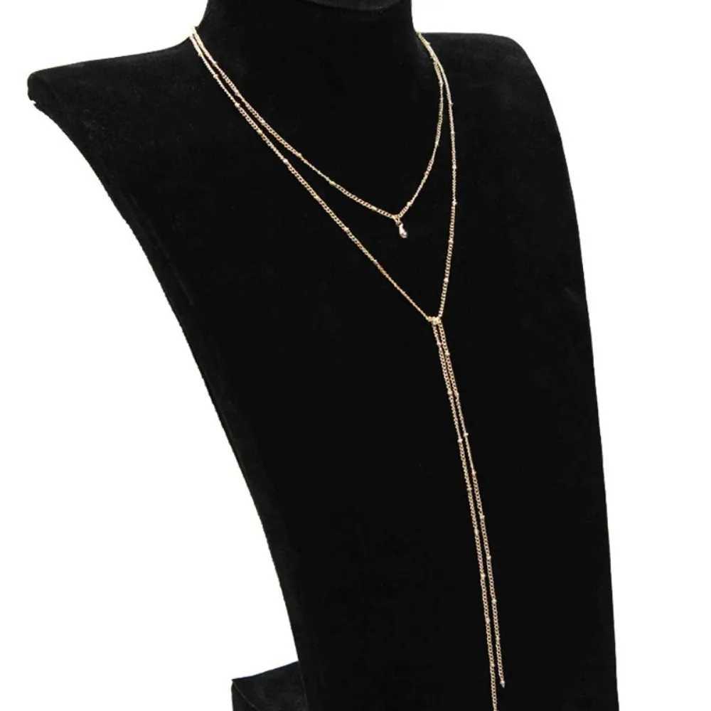 2024 Simple Gold and Silver Chain Necklace Long Bead Tassel Necklace Womens Necklace Collier Ras Du Cou W250318