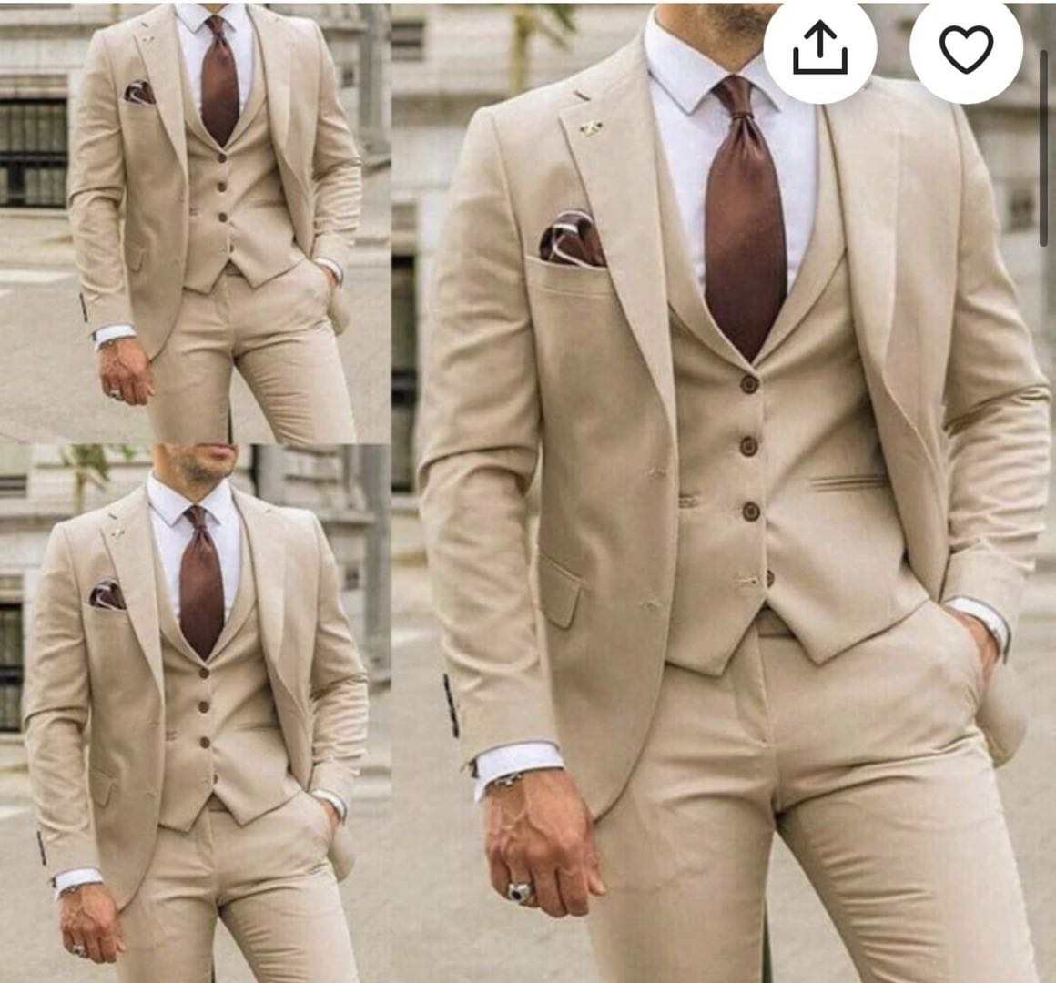 Men's Suits Brown Slim Fit Men Wear Formal Costume Homme Wedding Tuxedos 3 Pieces Blazers Masculino Jacket Pants Vest