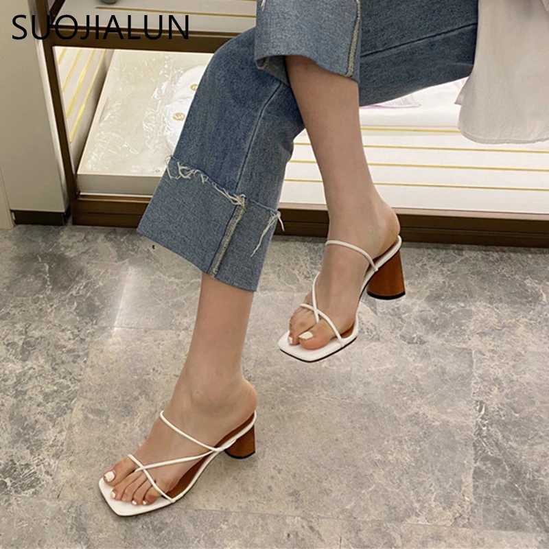SUOGIALUN new summer slider high heel slider large size 41 narrowband sandals summer outdoor shoulder slider flip cover drone Y250317